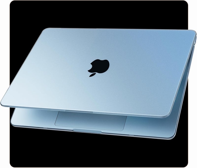 soonjet غطاء لجهاز MacBook Air مقاس 15 بوصة M4 M3 M2 2025 2024 2023 [أزرق سماوي رسمي] [مطابقة رسمية 100% للون] غطاء صلب واقي غير لامع لجهاز الكمبيوتر المحمول A3241 A3114 A2941 - أزرق سماوي شفاف - Image 1